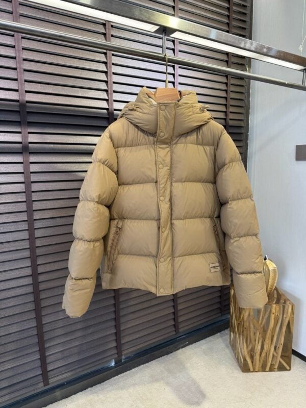 BRBY Hooded Puffer Jacket - Beige