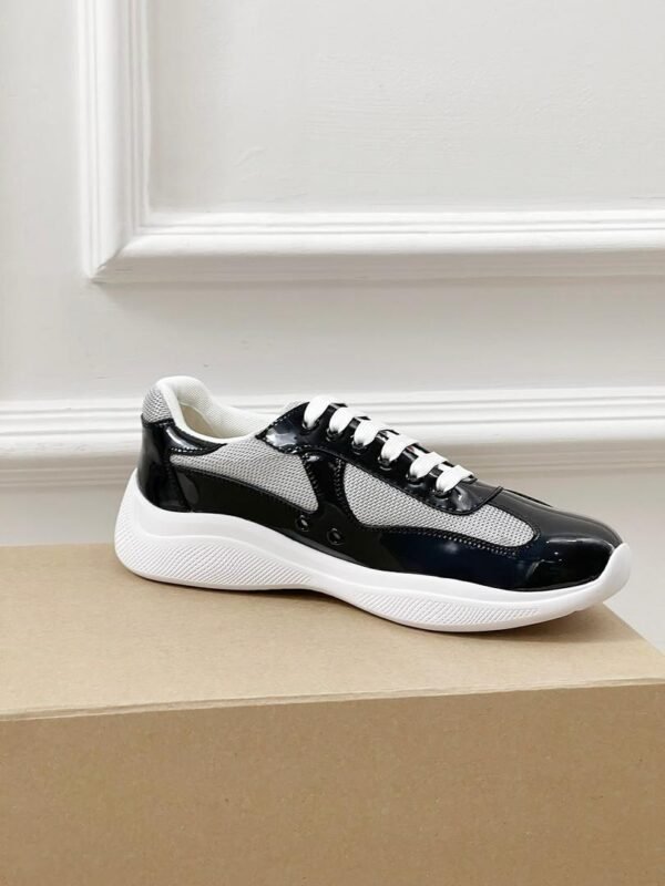 PRDA Trainers with Mesh Panels and Contrast Smooth Overlays - Black