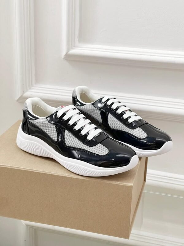 PRDA Trainers with Mesh Panels and Contrast Smooth Overlays - Black