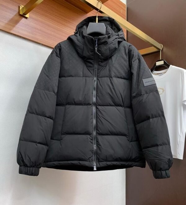 LV BLACK HOODED PUFFER COAT
