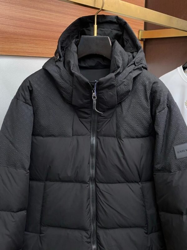LV BLACK HOODED PUFFER COAT