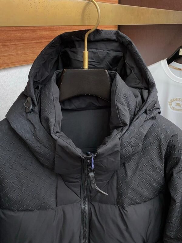 LV BLACK HOODED PUFFER COAT