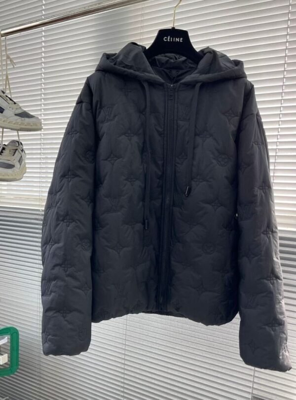 LV MONOGRAM QUILTED HOODED COAT