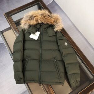 MNCLR HOODED WITH FUR TRIM GREEN