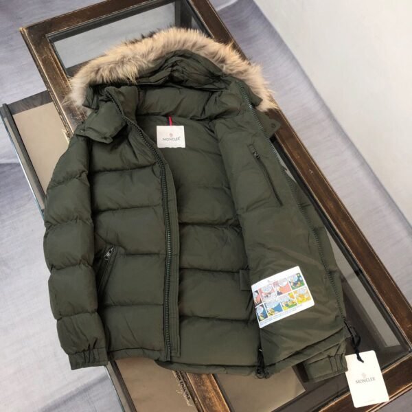 MNCLR HOODED WITH FUR TRIM GREEN