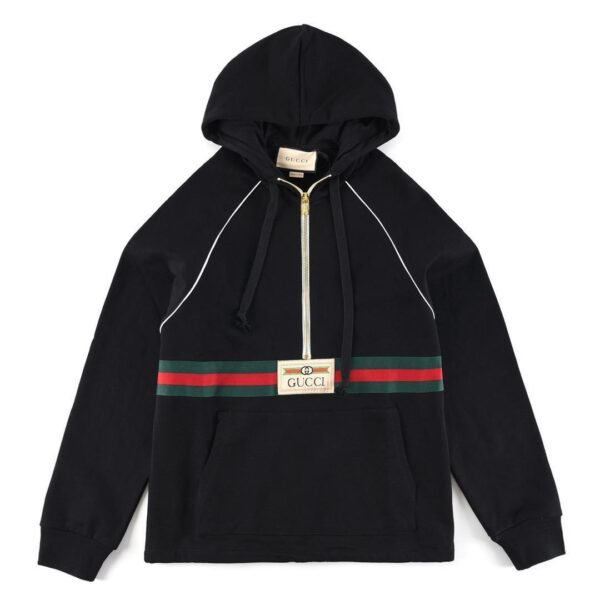 GCCI HALF-ZIP HOODIE BLACK