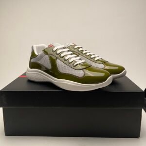 PRDA Trainers with Mesh Panels and Contrast Smooth Overlays - Olive Green