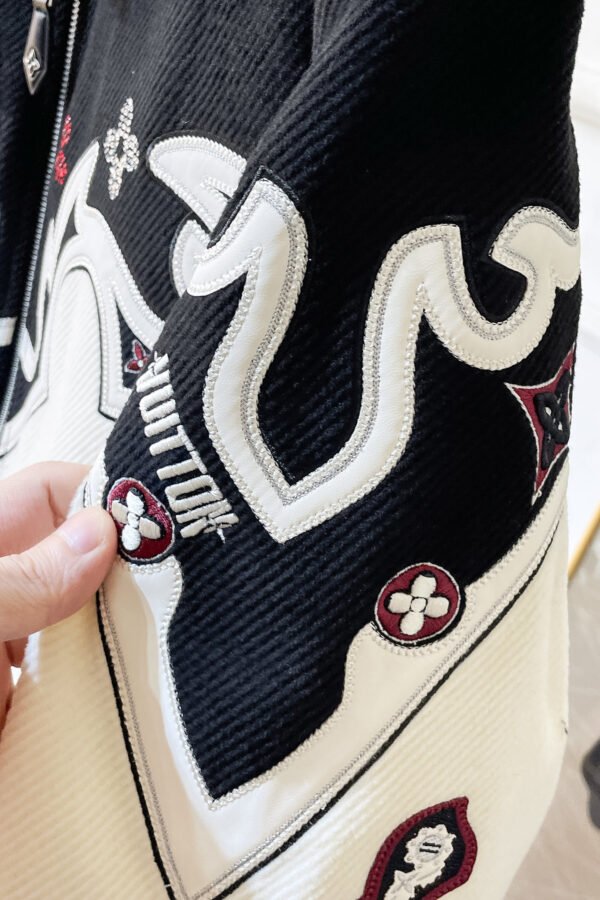 LVE Zip-Up Jacket With Contrast Panel - Black & Ivory