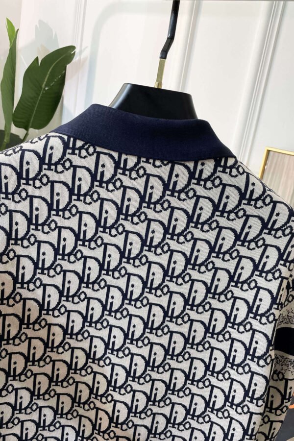 CD Monogram Jacket with Ribbed Trim - Navy