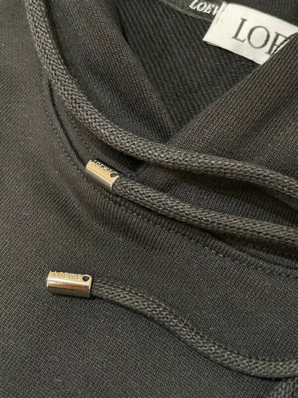 LWE Hooded Jumper with Embroidered Motif - Black