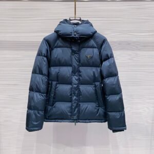 PRDA Hooded Puffer Jacket with Logo Patch - Blue