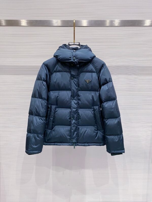 PRDA Hooded Puffer Jacket with Logo Patch - Blue