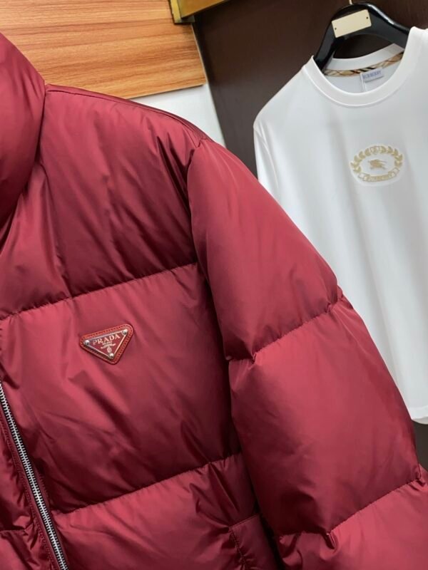 PRDA Puffer Jacket with Logo Patch - Burgundy