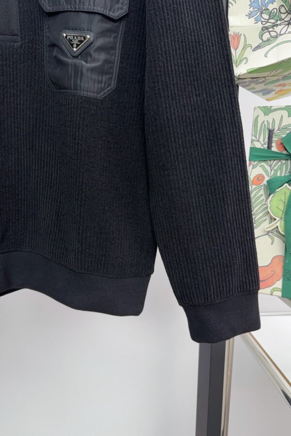 PRDA Button-Neck Jumper with Chest Pocket - Black