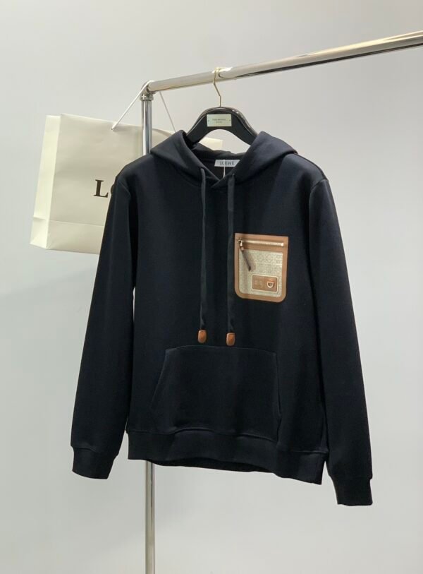 LWE Hooded Jumper with Zip Pocket Detail - Black
