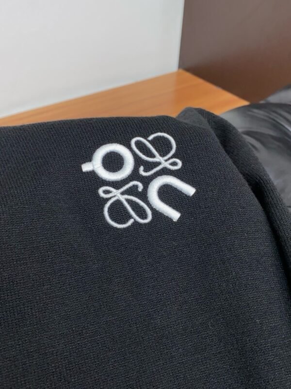 LWE Crew Neck Jumper With Embroidered Logo and Striped Trim - Black