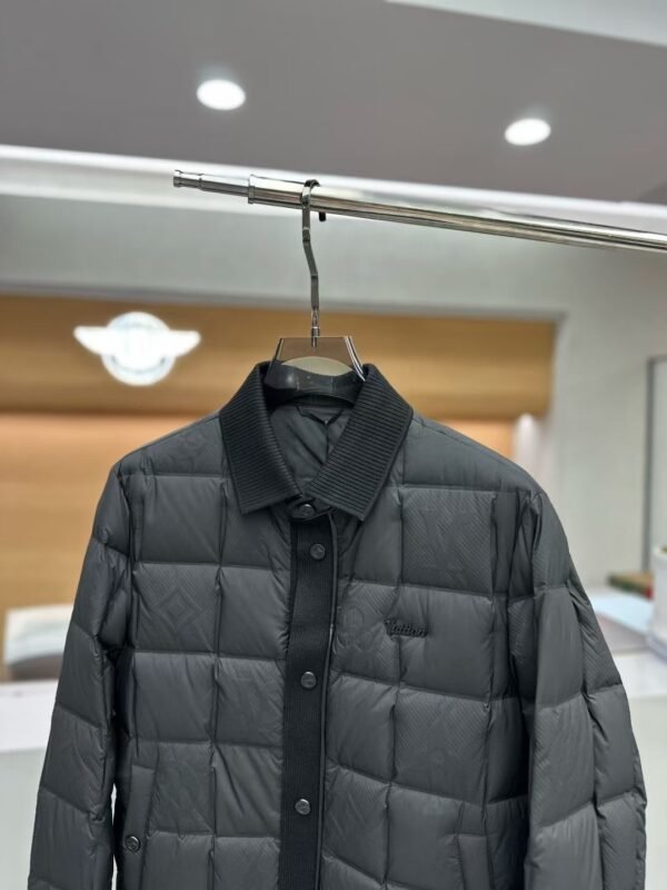 LVE Textured Quilted Jacket with Ribbed Collar – Black