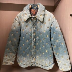 LVE Monogram Pattern Padded Jacket - Light Blue