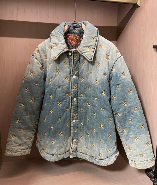 LVE Monogram Pattern Padded Jacket - Light Blue