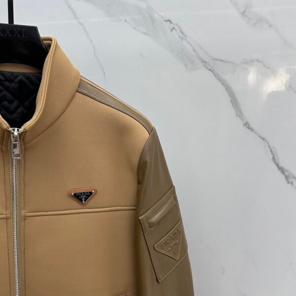 0f406333 PRDA Zip-Up Jacket with Sleeve Logo Detail - Camel