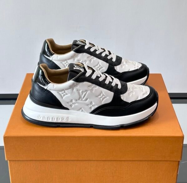LVE Classic Trainers - White Monogram Canvas & Black Leather Trim