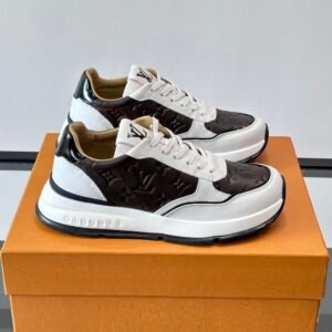 LVE Classic Trainers – Brown Monogram Canvas & White Leather