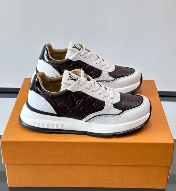 LVE Classic Trainers – Brown Monogram Canvas & White Leather