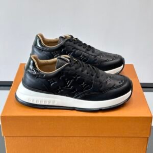 LVE Classic Trainers – Black Monogram Canvas & Black Leather Trim