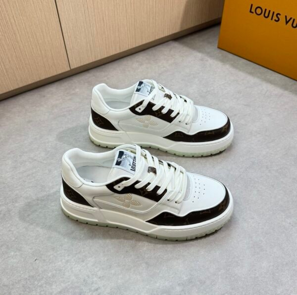 LVE White Brown Casual Low-Top Sneaker Trainer