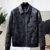 1 BLNCG BB Logo Monogram Textured Leather Jacket - Black