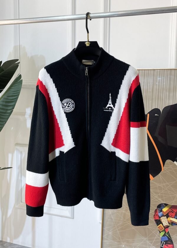 1 BLNCG Paris Sports Icon Zip-Up Knit Jacket - Black/White/Red