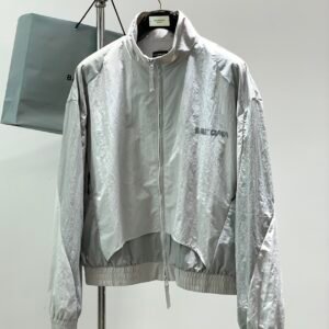 1 BLNCG Zip-Up Windbreaker Jacket - White Grey