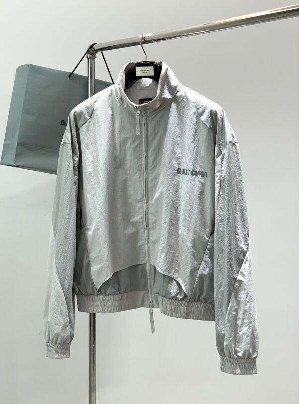BLNCG Zip-Up Windbreaker Jacket - White Grey