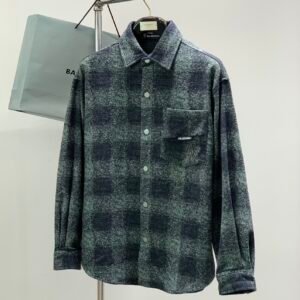 BLNCG Checkered Pattern Flannel Shirt Jacket - Blue Plaid
