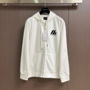 BLNCG Logo-Print Zip-Up Hoodie – White