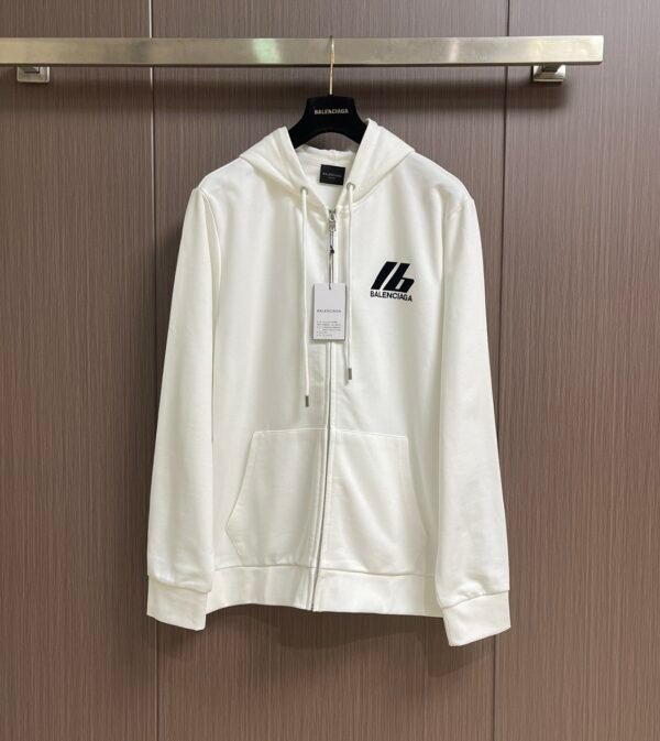 1 BLNCG Logo-Print Zip-Up Hoodie – White