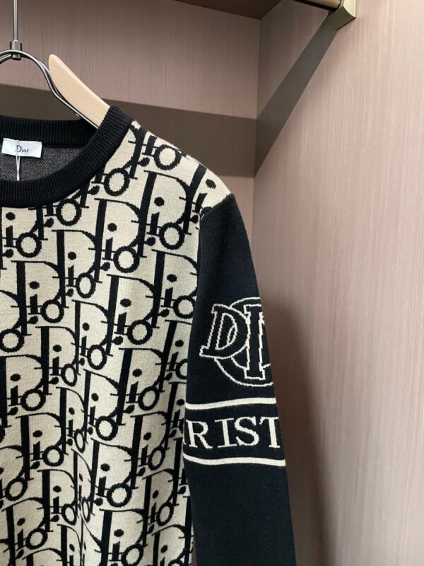 108737a7 CD Monogram Crew Neck Jumper - Black/Cream