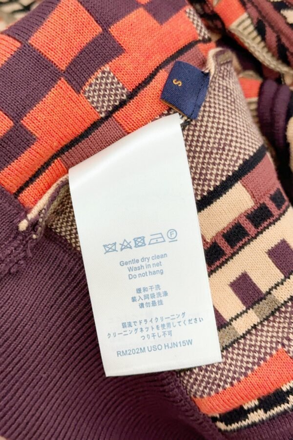 LVE Damier & Monogram Jacquard Zip Jacket – Burgundy Tone