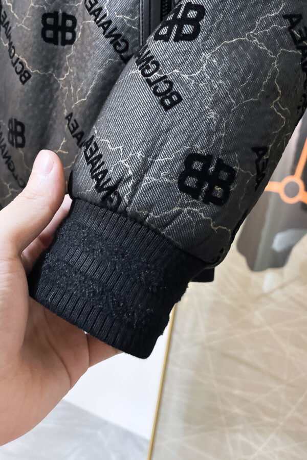 11 BLNCG BB Logo Monogram Textured Leather Jacket - Black