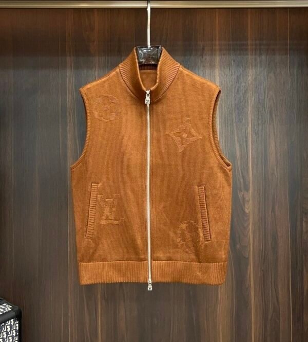 LVE Brown Monogram Knit Gilet