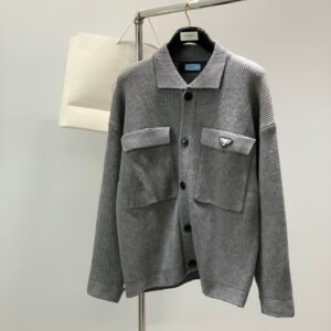 11610da6 PRDA Button-Front knit Jacket - Grey
