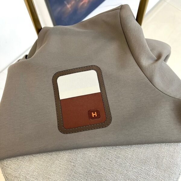 HRMS Crew Neck Jumper with Contrast Patch Detail - Brown
