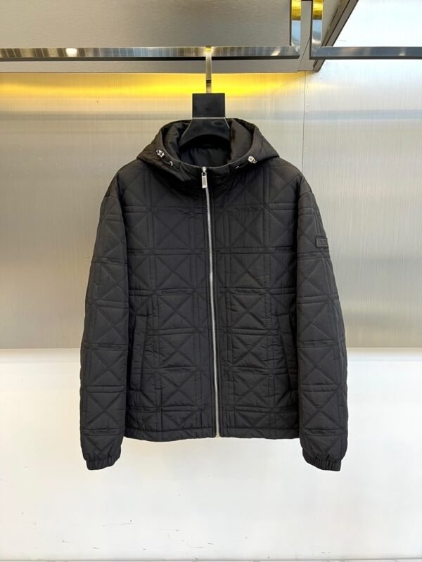 CD Quilted Hooded Zip-Up Jacket - Black