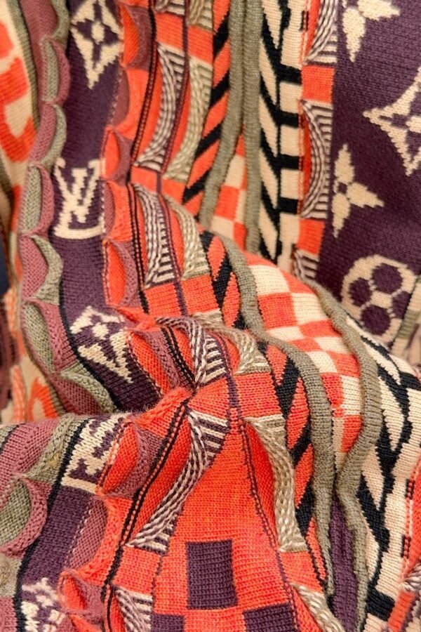 LVE Damier & Monogram Jacquard Zip Jacket – Burgundy Tone