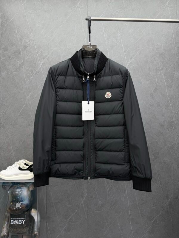 18fe15a1 MNCLR Ribbed-Collar Quilted Black Jacket