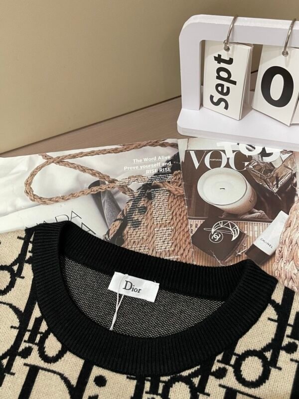 19721c4c CD Monogram Crew Neck Jumper - Black/Cream