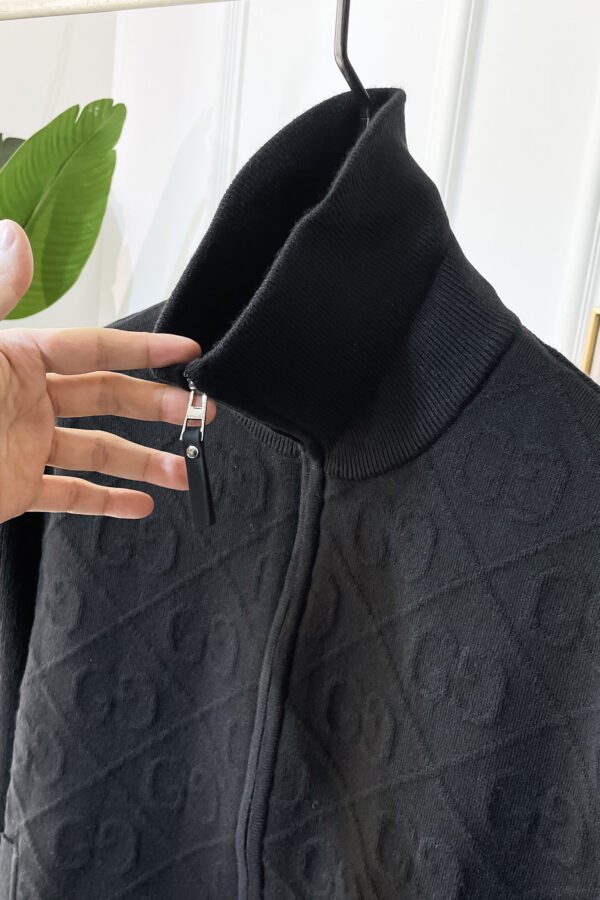 GCCI Collared Zip-Up Knit Jacket