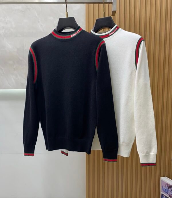 GCCI Crew Neck Jumper With Signature Stripe Trim