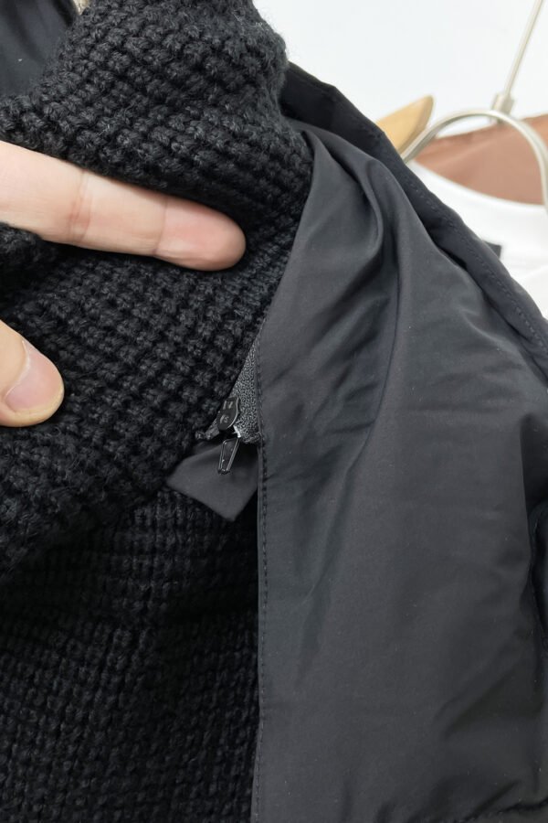 MNCLR Textured Knit Panel Hooded Jacket - Black