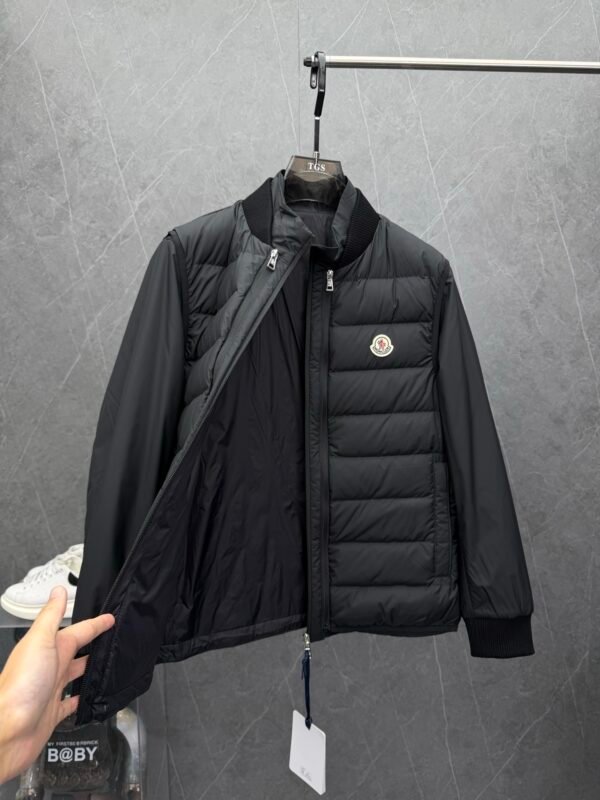 1e288f1b MNCLR Ribbed-Collar Quilted Black Jacket